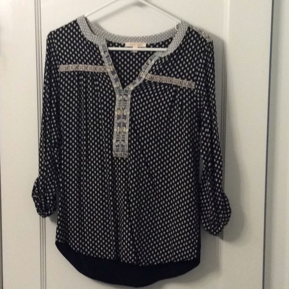 Mixed material blouse